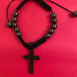 💗 Hematite Cross Bracelet 7”-9” adjustable NEW